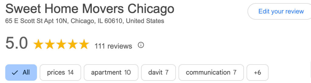 Reviews for Sweet Home Mover Chicago